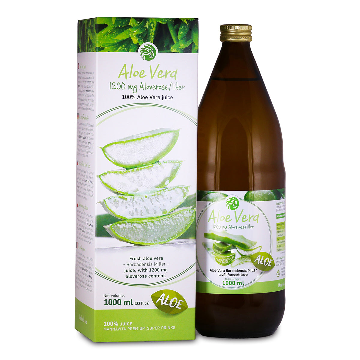 Mannavita Aloe vera 100% lisovaná čistá šťáva • 1000 ml