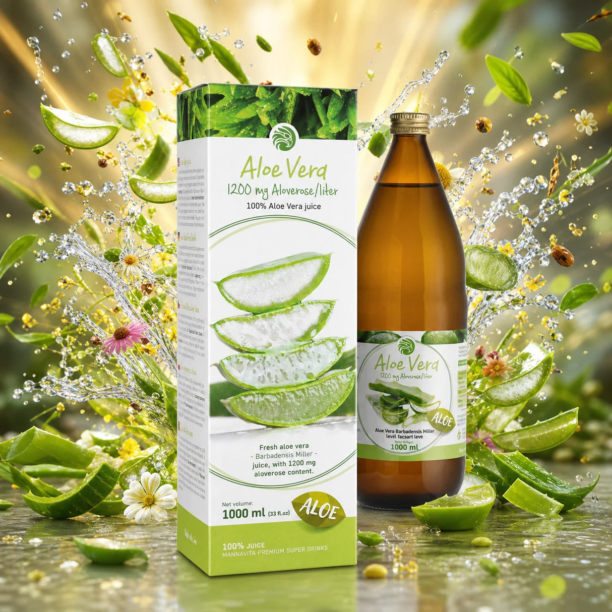 Mannavita Aloe vera 100% lisovaná čistá šťáva • 1000 ml