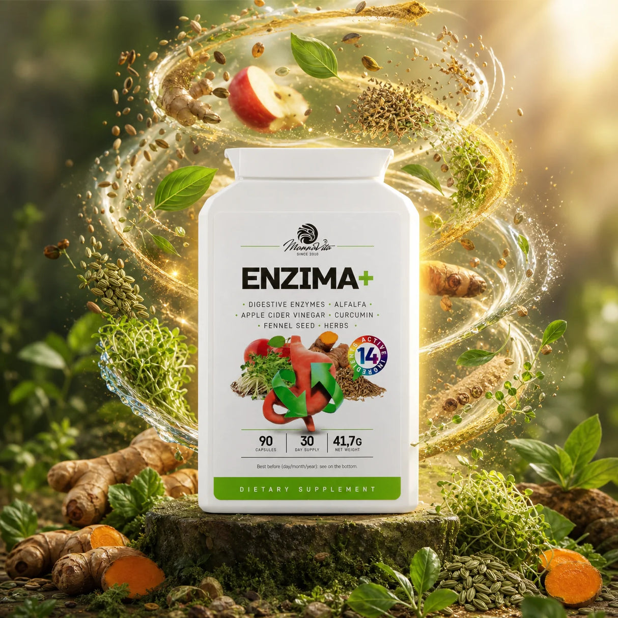 ENZIMA+ • komplex Trávicích Enzymů s Betainem HCL • 90 kapslí