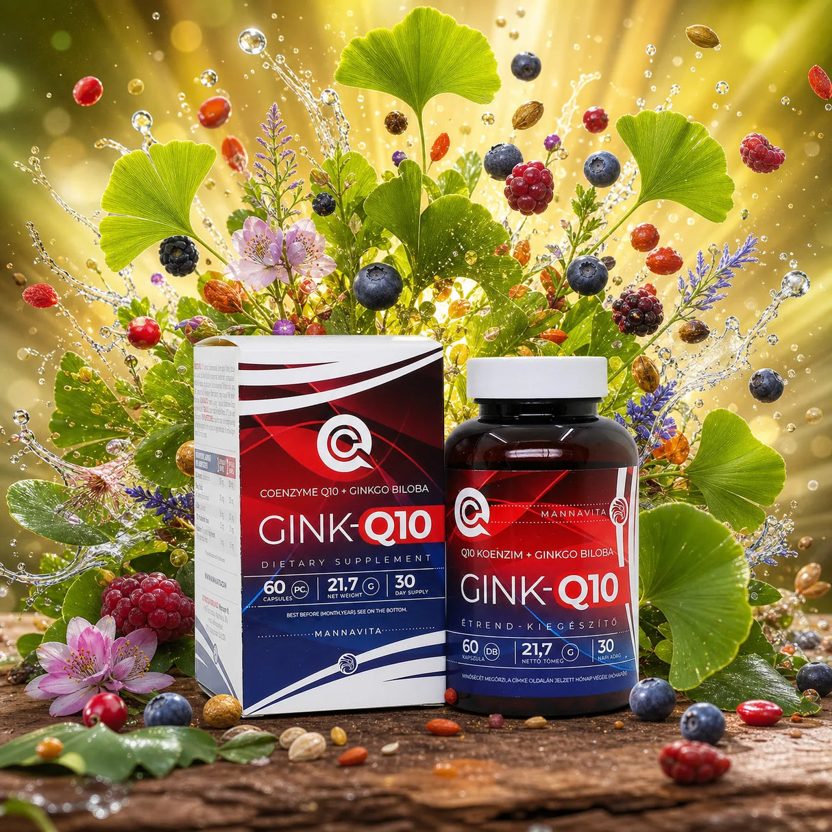 GINK-Q10 • Q10 Koenzym + komplex Ginkgo Biloba • 60 kapslí