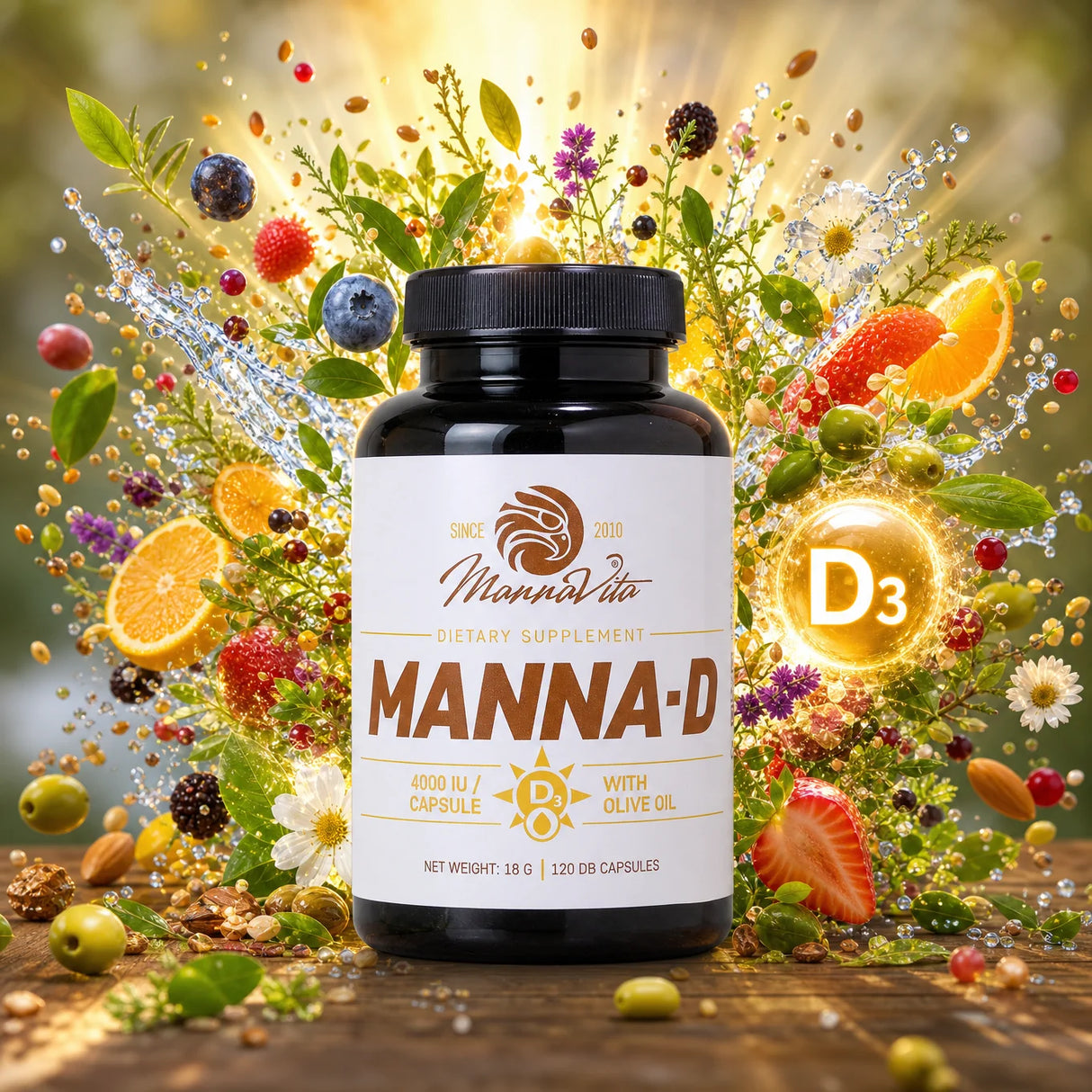 MANNA-D D3 Vitamin v olivovém oleji 4000 IU • 120 kapslí