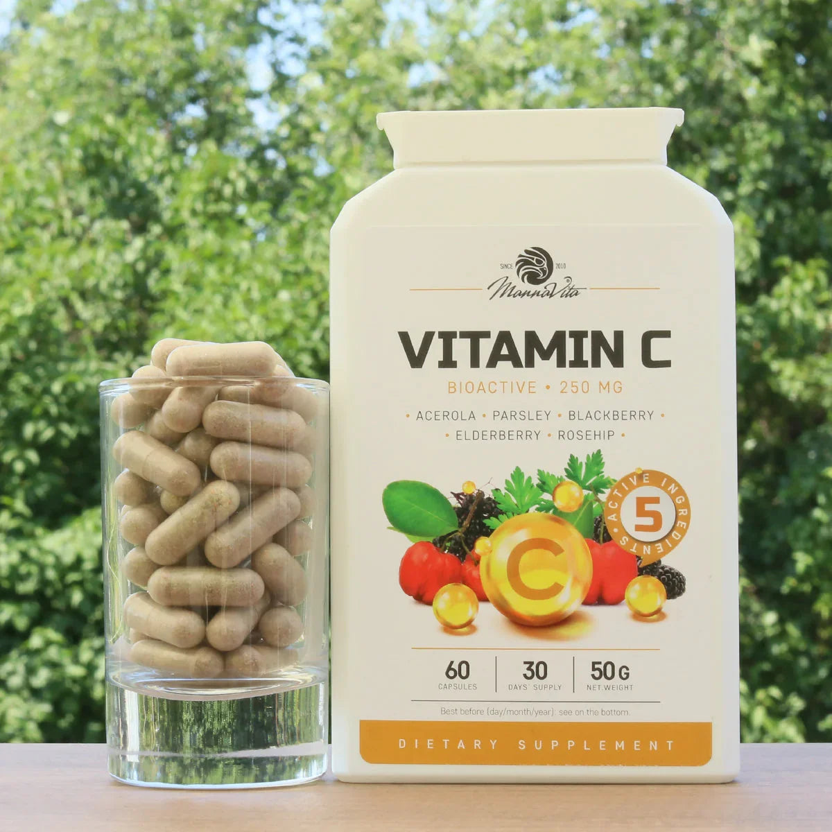 Mannavita Vitamin C complex • 250 mg bioactive • 60 capsules - Mannavita