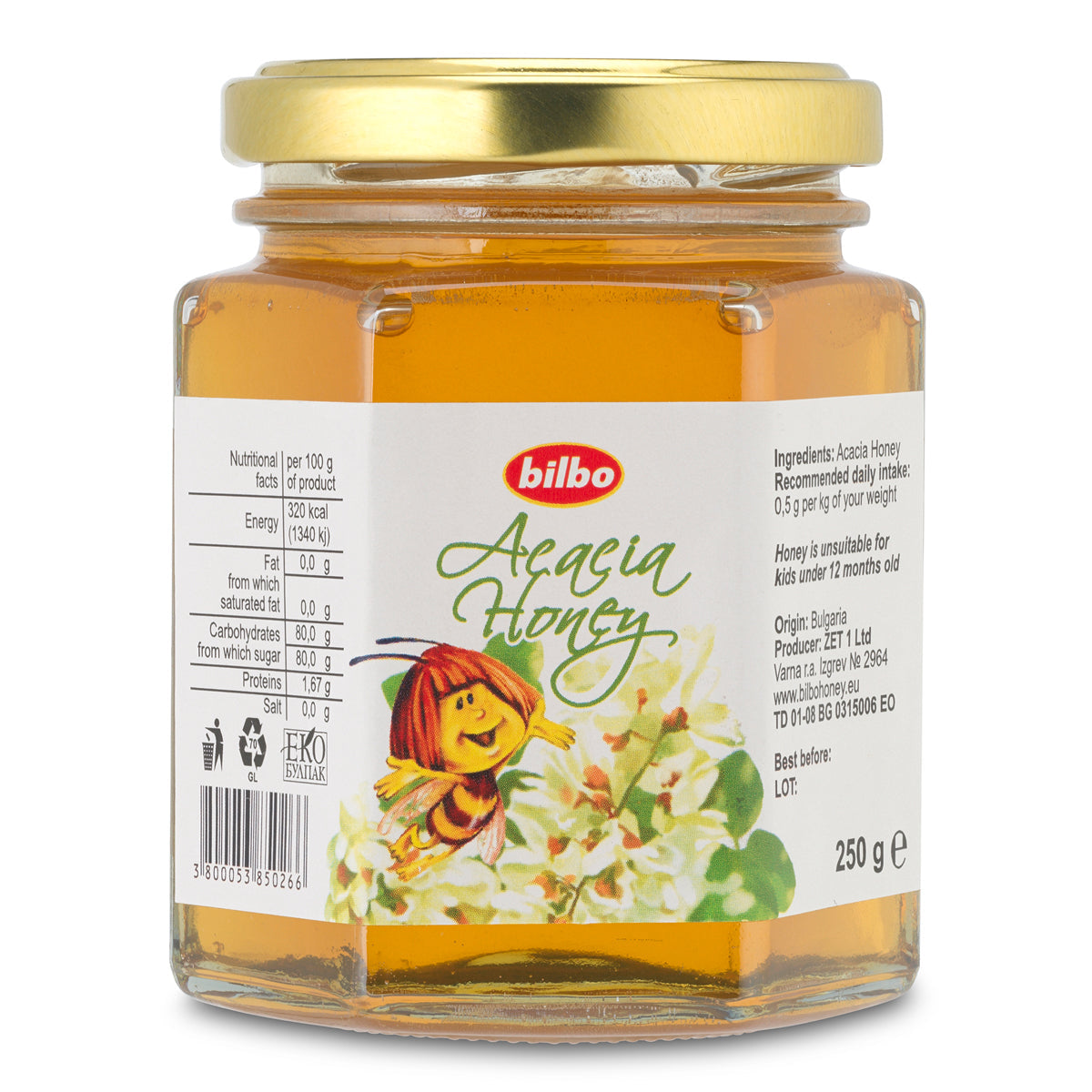 Bilbo surový akáciový med • 250 g