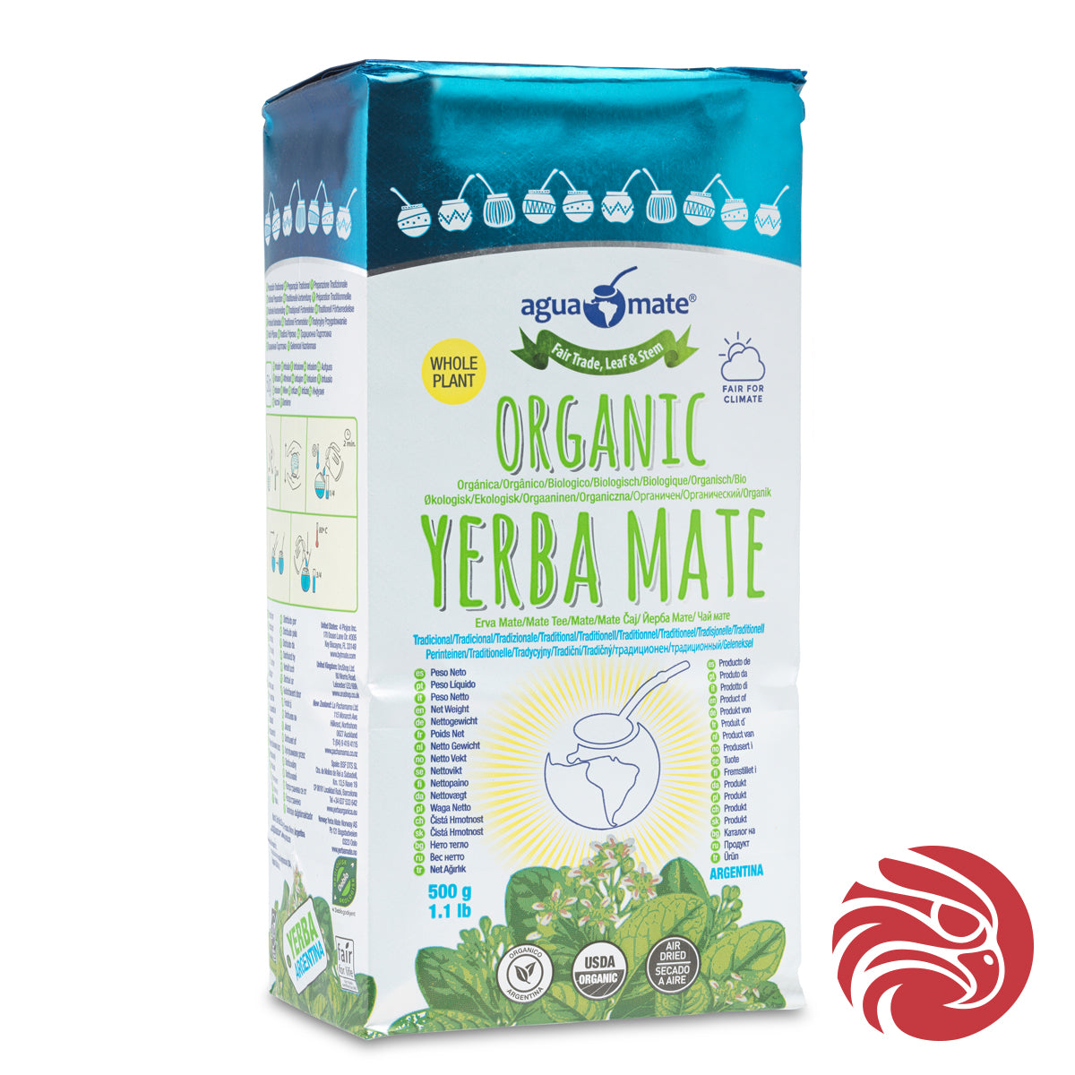 Aguamate Organická yerba maté • Vyrobená s palem • 500 g