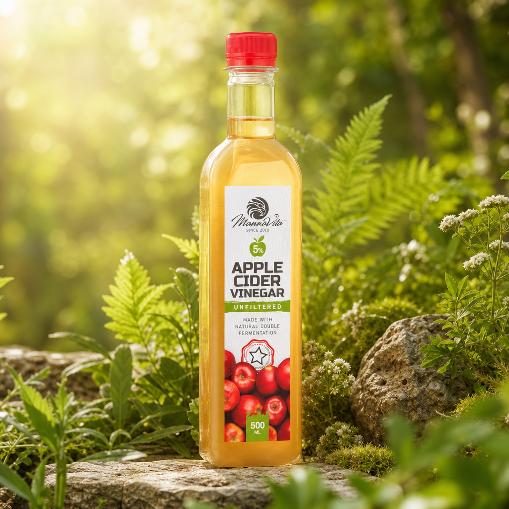 Mannavita nefiltrovaný Jablečný Ocet s dvojitou fermentací • 500 ml