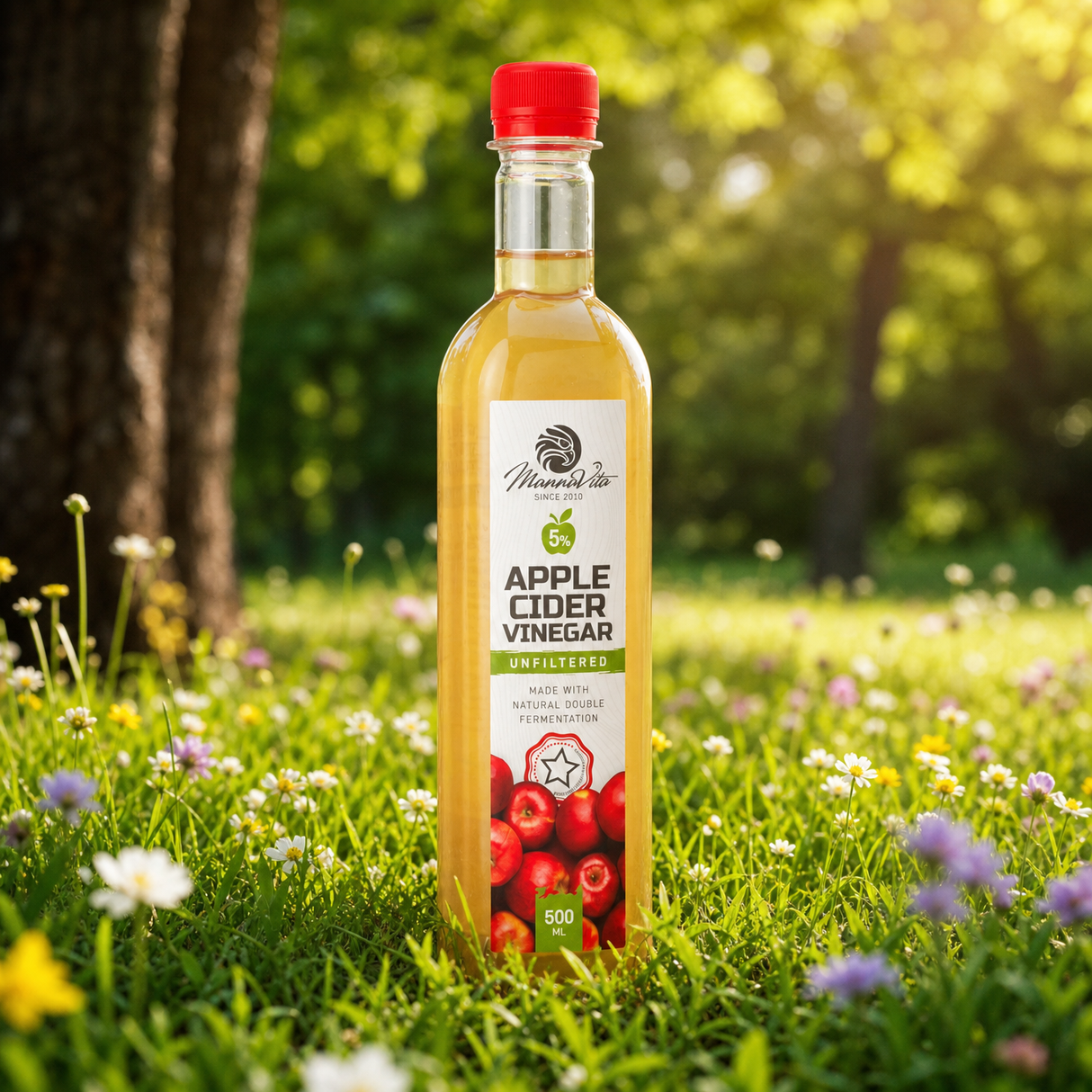 Mannavita nefiltrovaný Jablečný Ocet s dvojitou fermentací • 500 ml