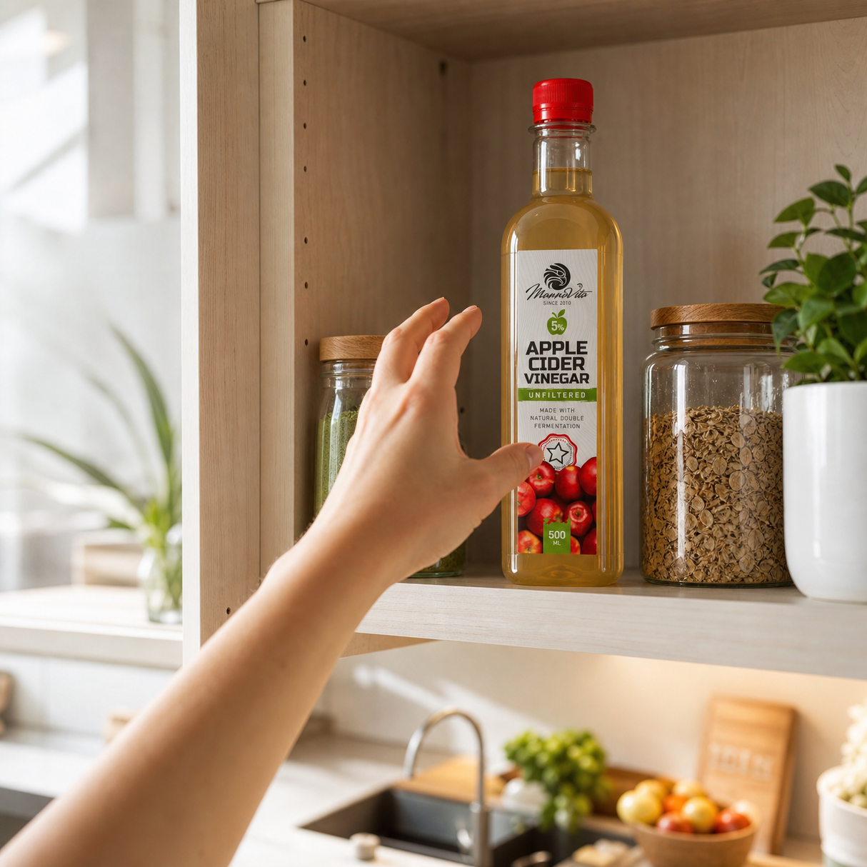Mannavita nefiltrovaný Jablečný Ocet s dvojitou fermentací • 500 ml