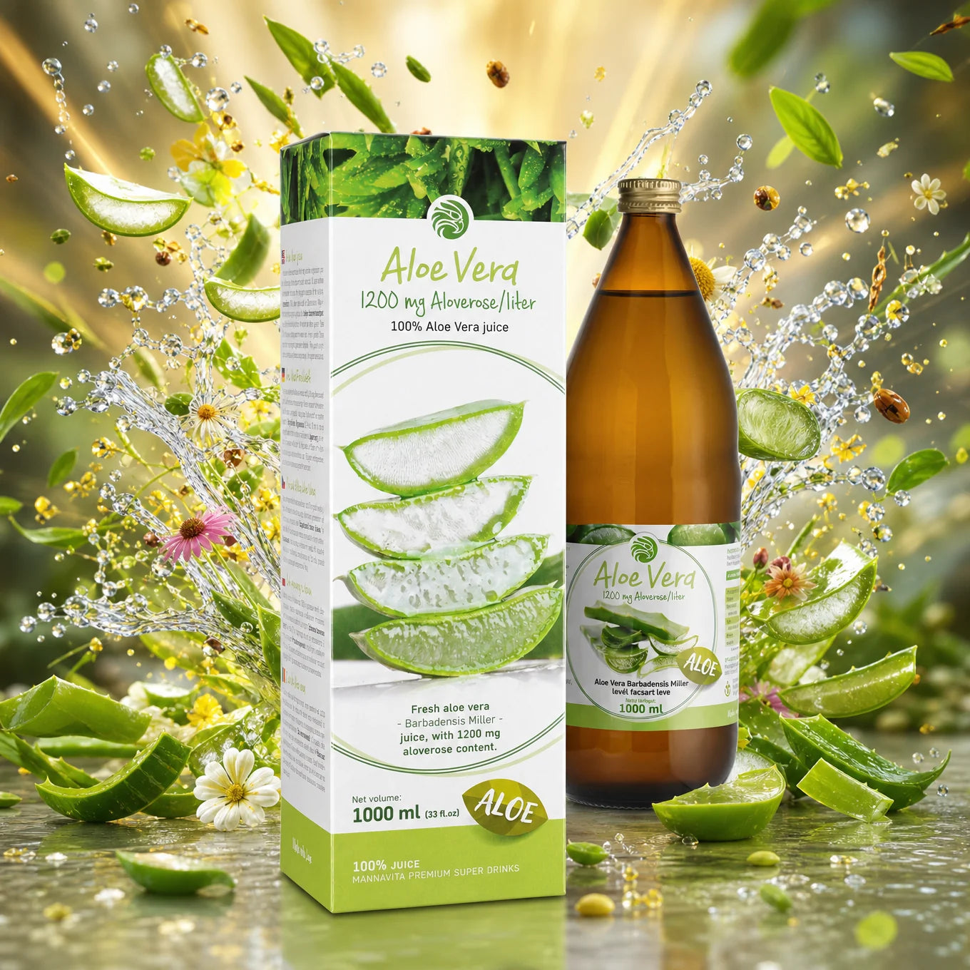 Mannavita Aloe vera 100% lisovaná čistá šťáva • 1000 ml
