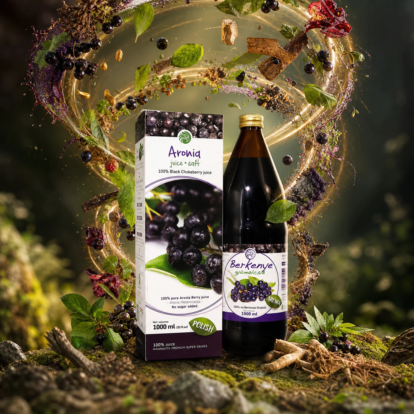 Mannavita Aronie • 100% čistá lisovaná šťáva • 1000 ml