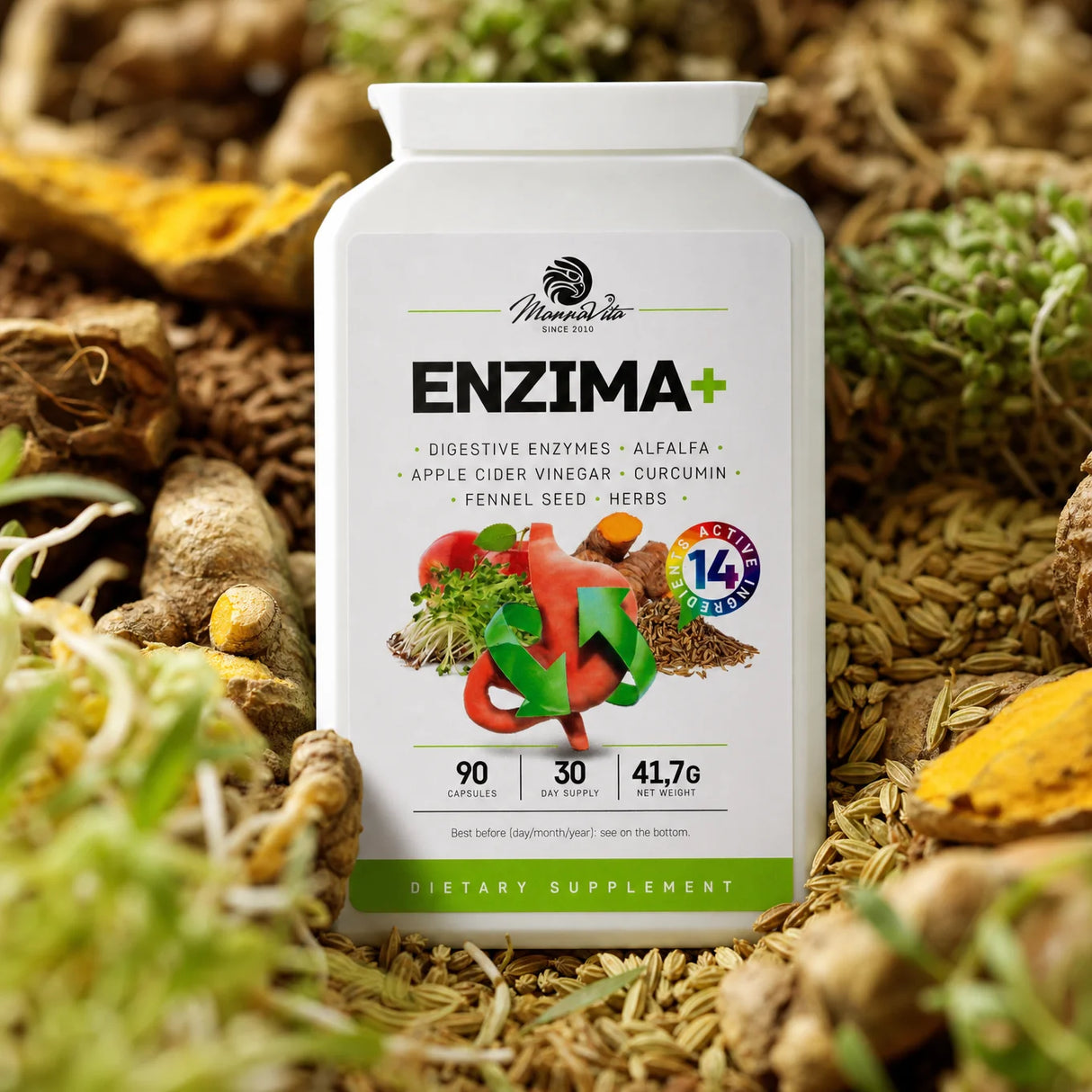 ENZIMA+ • komplex Trávicích Enzymů s Betainem HCL • 90 kapslí