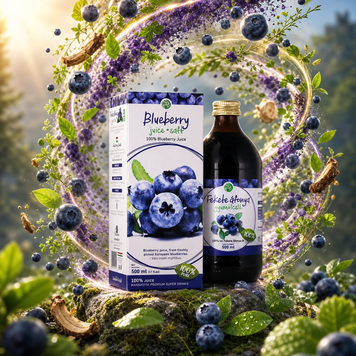 Mannavita Borůvková 100% lisovaná čistá šťáva • 500 ml