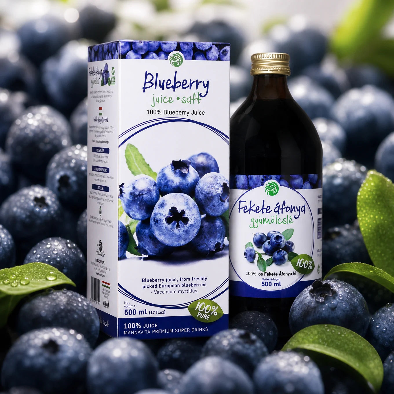 Mannavita Borůvková 100% lisovaná čistá šťáva • 500 ml