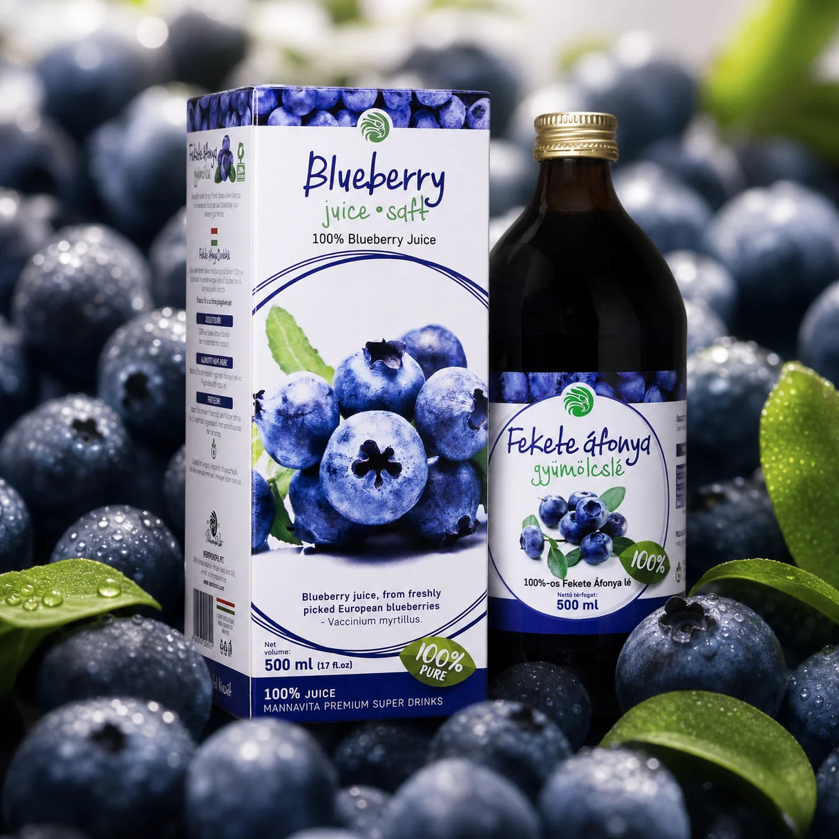 Mannavita Borůvková 100% lisovaná čistá šťáva • 500 ml