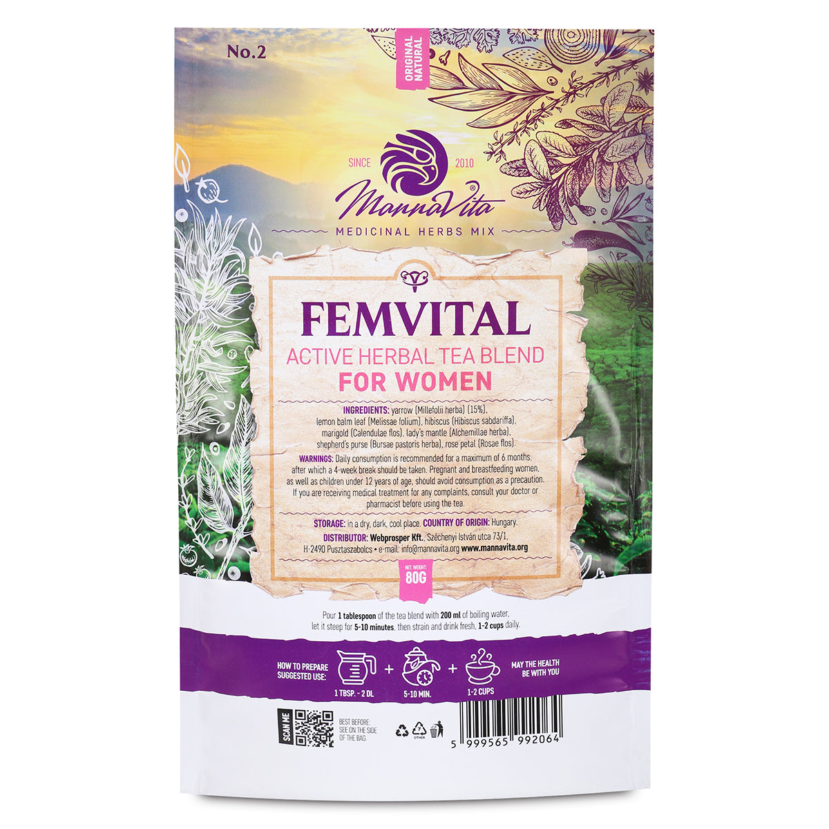 FEMVITAL aktivní bylinná směs čaje pro ženy • 80g