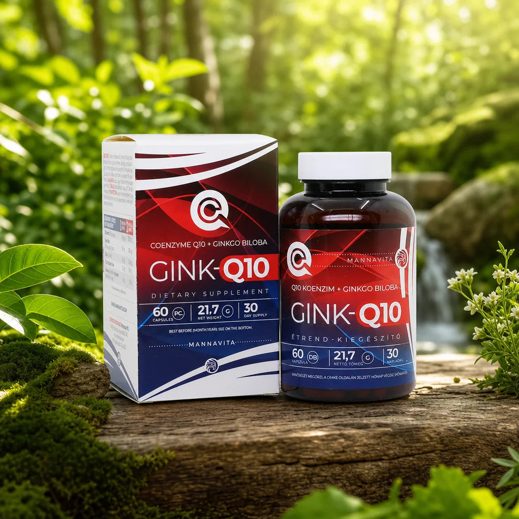 GINK-Q10 • Q10 Koenzym + komplex Ginkgo Biloba • 60 kapslí