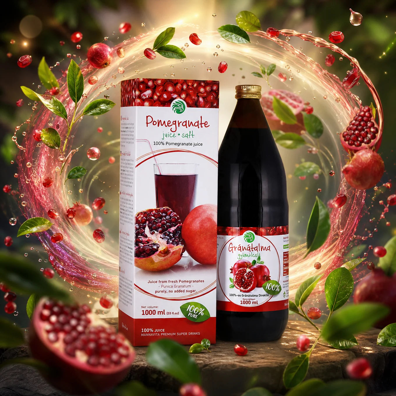 Mannavita Granátové jablko 100% lisovaná čistá šťáva • 1000 ml