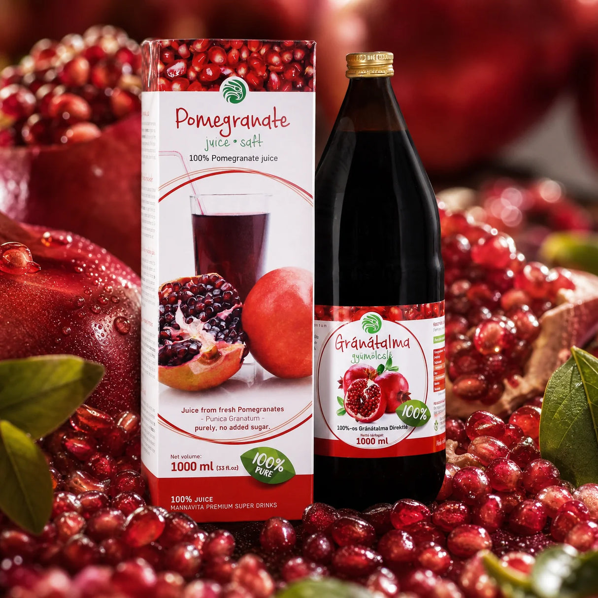 Mannavita Granátové jablko 100% lisovaná čistá šťáva • 1000 ml