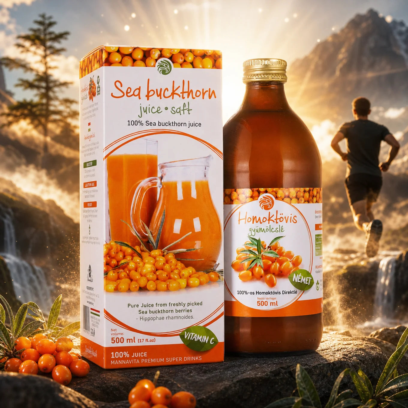Mannavita Rakytník 100% lisovaná čistá šťáva • 500 ml