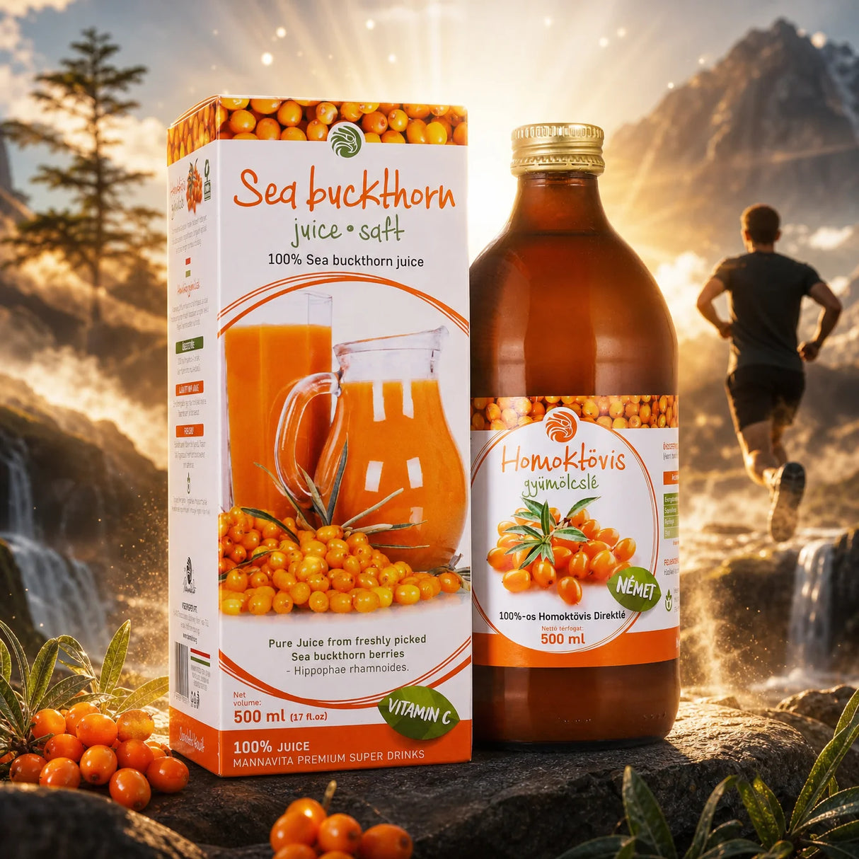 Mannavita Rakytník 100% lisovaná čistá šťáva • 500 ml