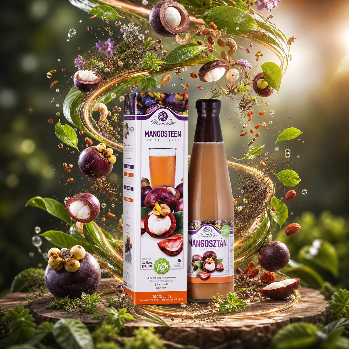 Mannavita Mangostan • 100% lisované čisté pyré • 500 ml