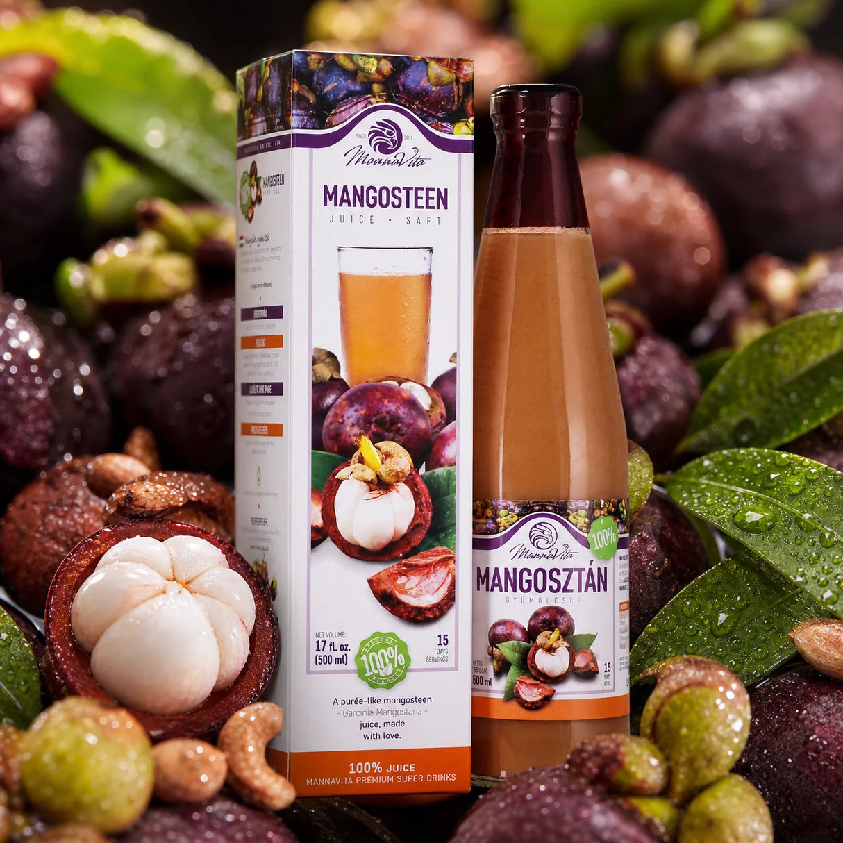Mannavita Mangostan • 100% lisované čisté pyré • 500 ml