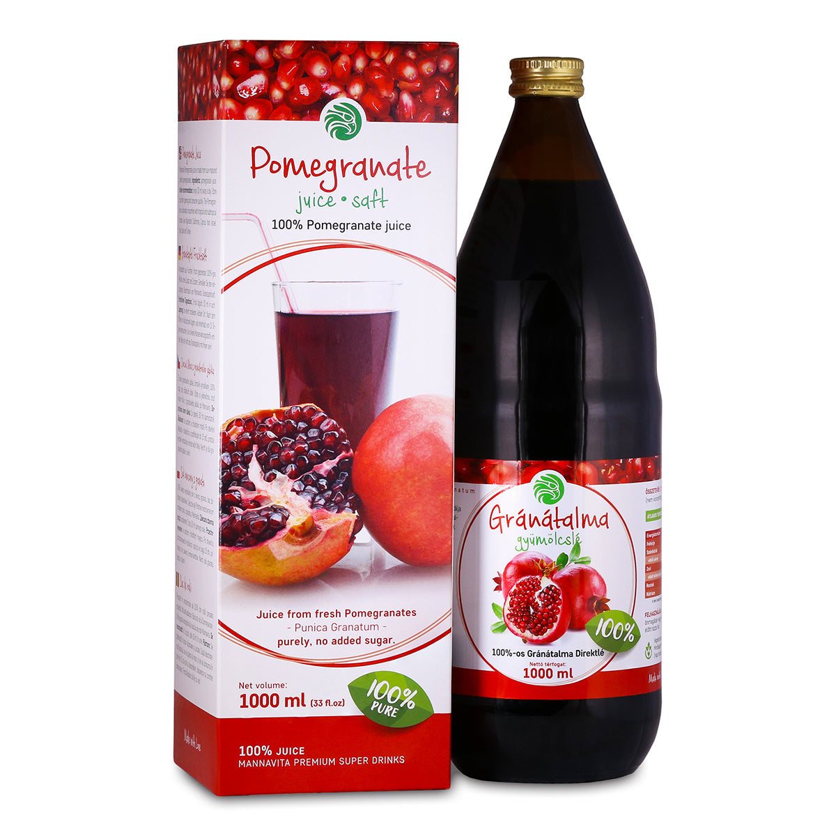 Mannavita Granátové jablko 100% lisovaná čistá šťáva • 1000 ml